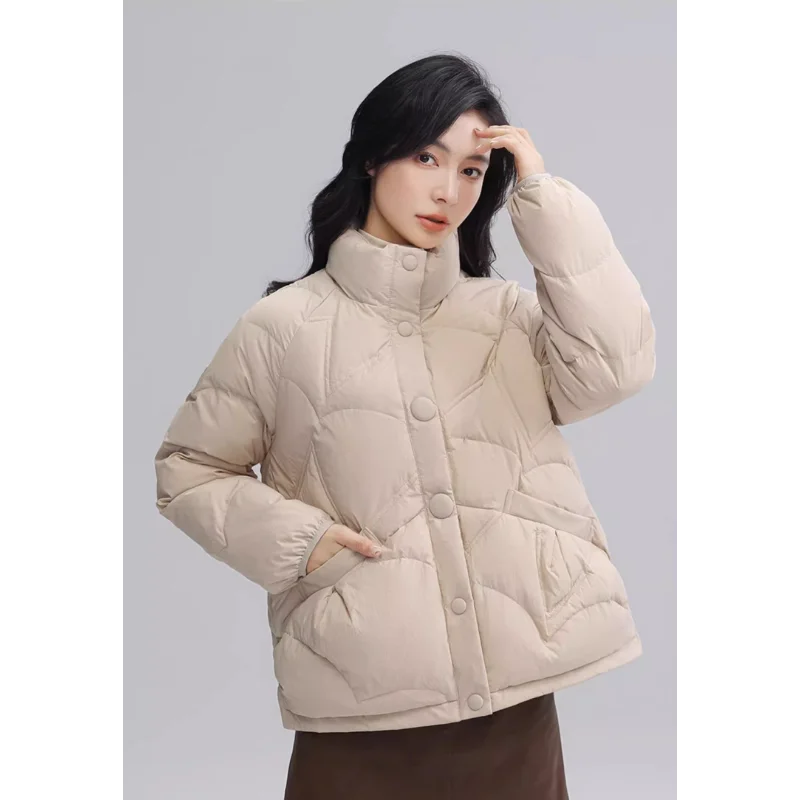 Winter Women\'s Jackets 2024 Ultra Light Warm Short Down Jacket Casual Female Single Breasted Loose  90% White Duck Down Coat