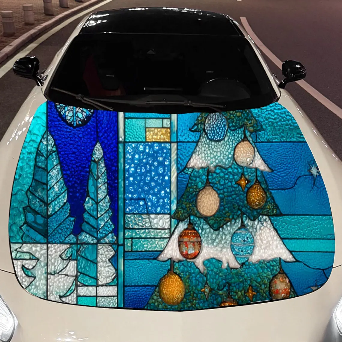 Colorful Window Prism Christmas Tree Car Hood Vinyl Stickers Car Surface Protection Decal Car Decoration Cover Vinyl Wraps Water