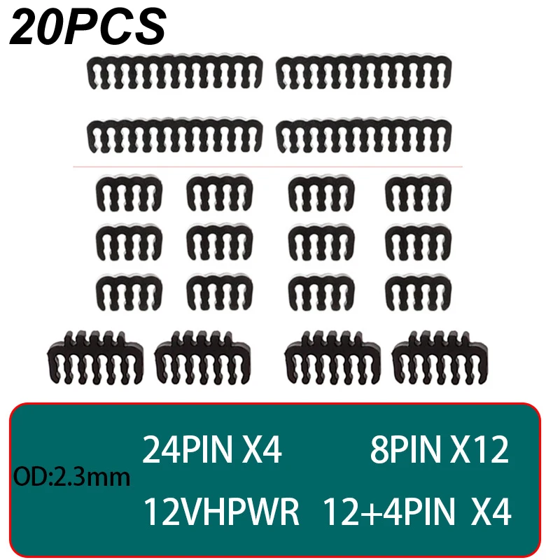 20pcs Cable Comb Organizer Acrylic for 3.0-3.6mm PC Power Wiring 6/8/24 Pin Computer   Extension Cable Manager Clamp Clips
