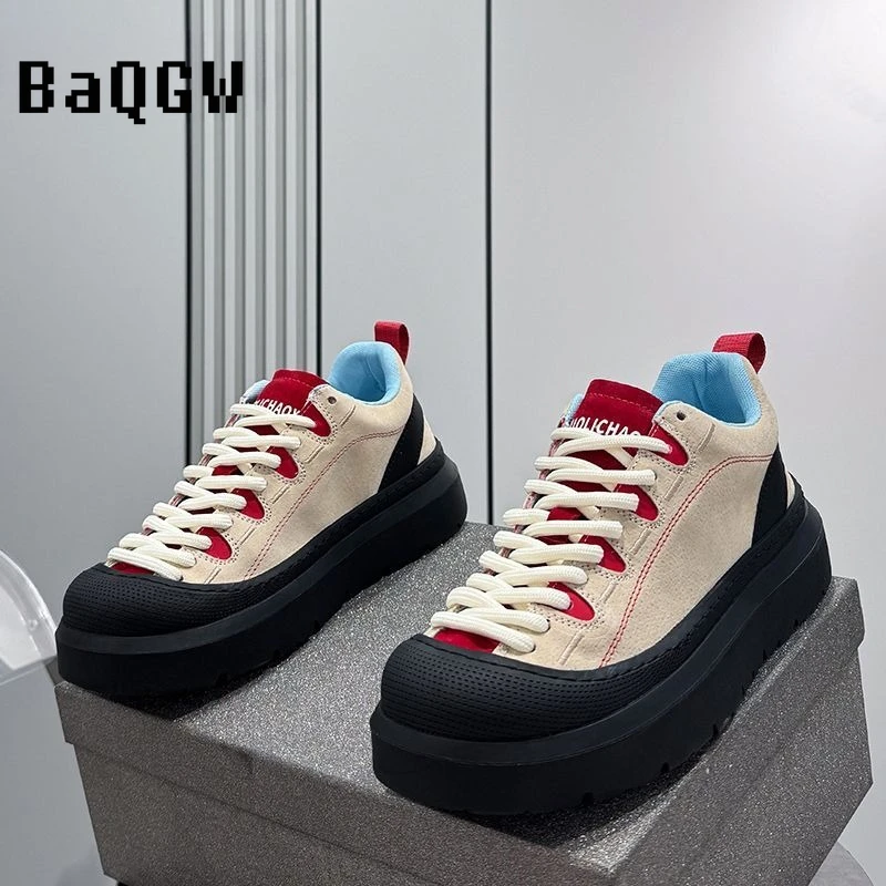 

Designer New Casual Shoes for Men 2025 Retro Luxury Leather Shoes Fashion Breathable Chunky Sneakers Handmade Platform