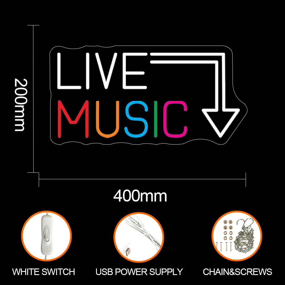Music Live Led Neon Signs Handcrafted LED Signs Wall Decor Light For Nightclub,Bar or Bedroom,Music Stadio