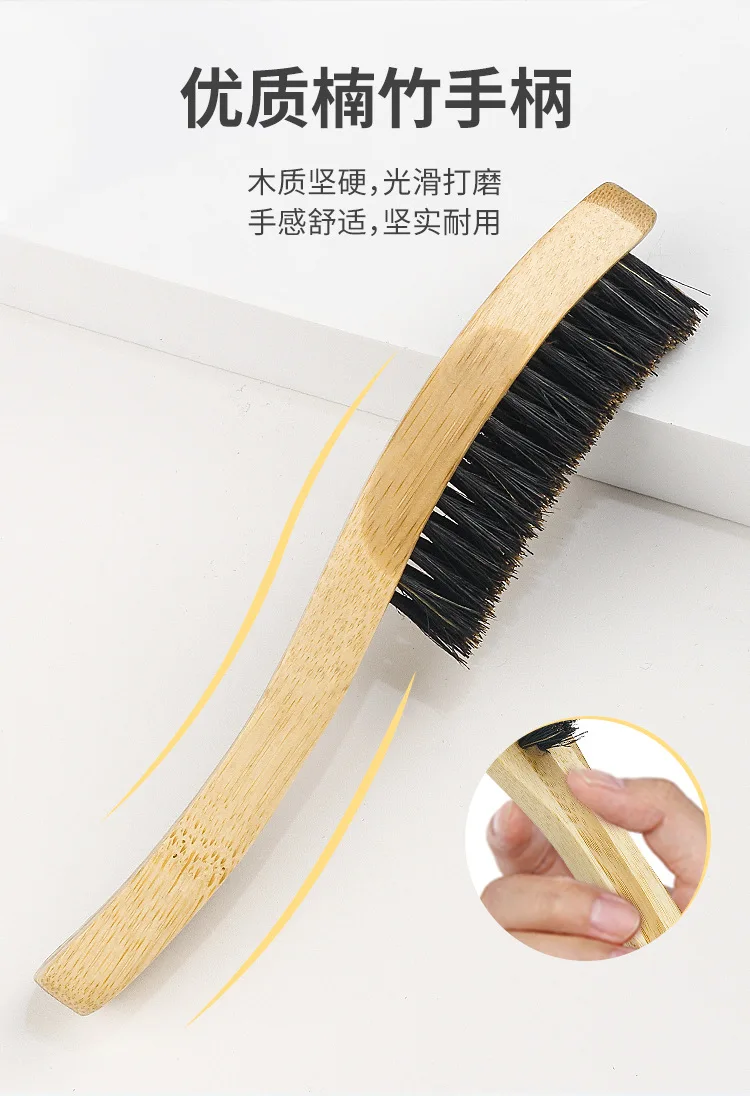 Beard Brush Boar Bristle for Men's Mustache Shaving Comb Face Massage Facial Hair Cleaning Brush Beech Long Handle