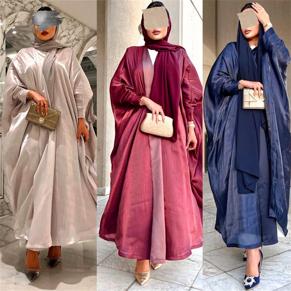 

Elegant Kimono Abayas for Women Modest Muslim Moroccan Dubai Fashion Casual Open Abaya Satin Corban Eid Al Adha 2024 New Ramadan