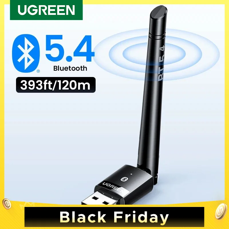 UGREEN USB Bluetooth 5,3 5,4 Адаптер 120 м ключ для ПК Беспроводная мышь клавиатура музыкальный аудио приемник передатчик Bluetooth