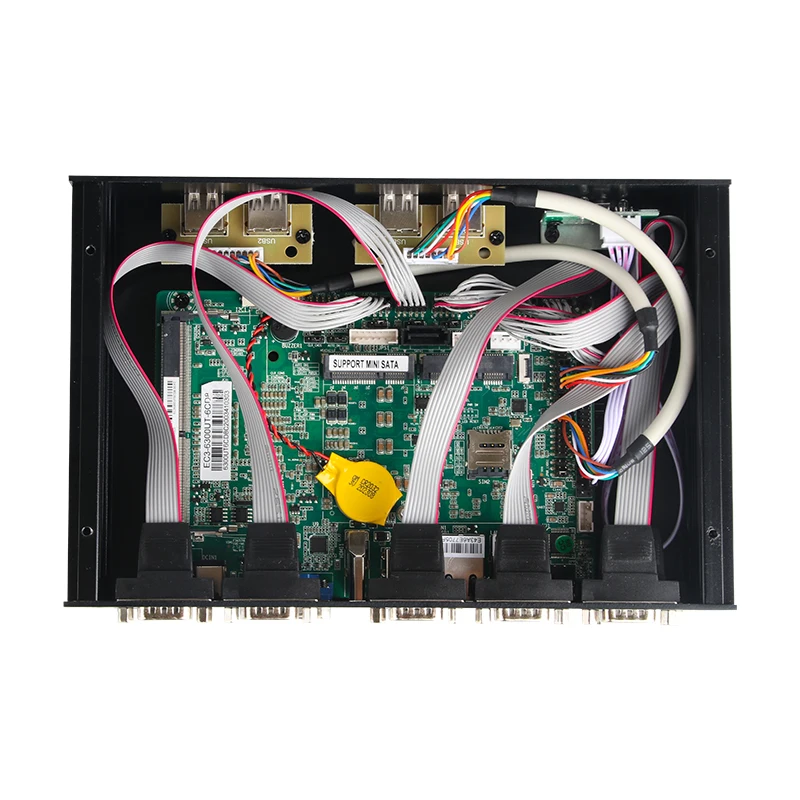 Mini PC Tanpa Kipas IPC Intel Core i7-7500U 6x COM RS232 RS485 TTL 2x LAN 6xUSB SIM 4G LTE WiFi HDMI VGA LVDS Windows Linux 12V-24V
