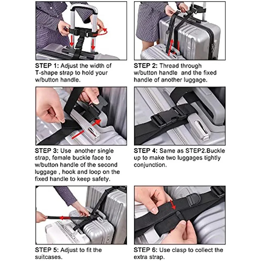 Adjustable Luggage Connection Strap Carrier Strap Two Add A Bag Suitcase Belt Travel Security Carry On Strap For Connect Luggage