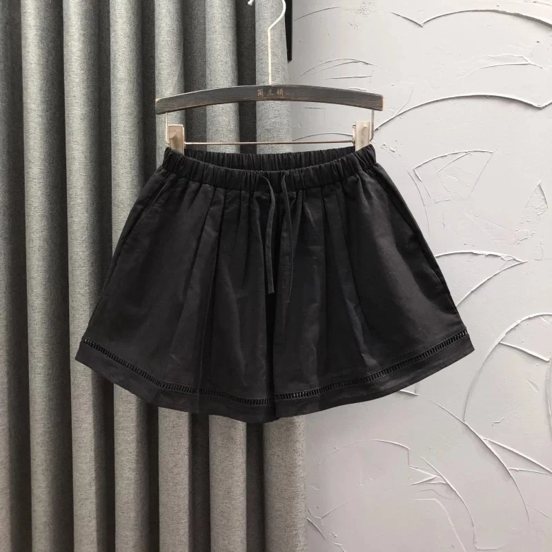 한국 여성 스타일 밴딩 반바지 여름 패션 A라인 와이드 레그 반바지 캐주얼 만능 여성 반바지