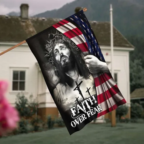 Faith Over Fear Jesus Christian Cross American Flag Graden Flag XXH LLP LLX uui