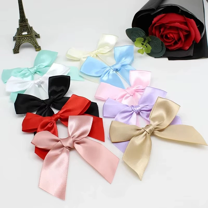 10PCS 85*85mm Ribbon Bow Craft Decoration Handmade Swallowtail Bow DIY Party Decoration