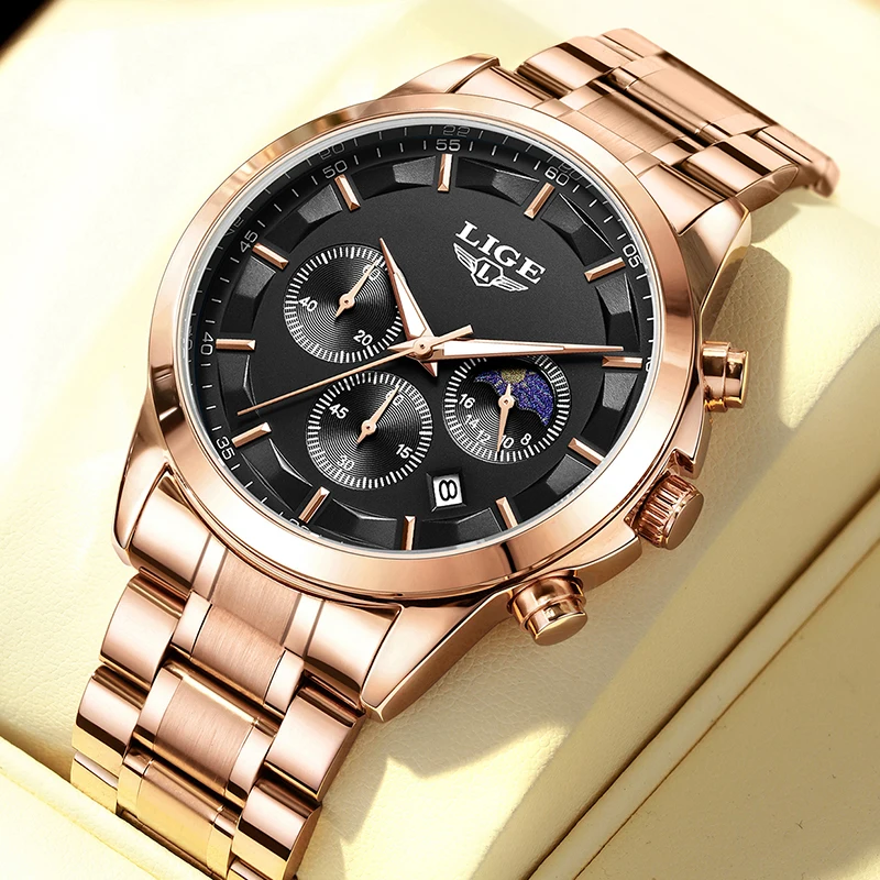 

Relogio Masculino LIGE New Men Watch Fashion Business Watch Men Top Brand Luxury Sport Waterproof Quartz Chronograph Clock Male