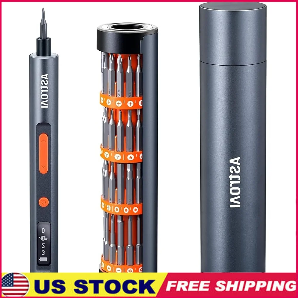 

63-in-1 Mini Electric Screwdriver Set Cordless Rotatable Magnetic Storage 60 Bits High Precision Torque Adjustable LED Light USB