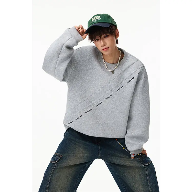LUZHEN 2026 Autumn New Stripe Printed Loose Round Neck Casual Sweater Pullover Men's Fashion Korean Long Sleeve T-shirts JY8319