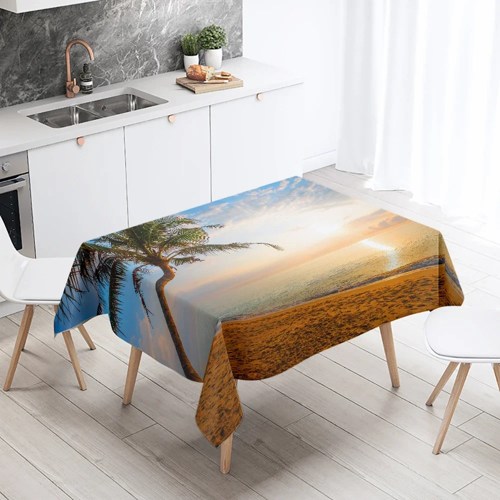 Natural Scenery Tablecloth Camping  Stain Resistant Waterproof Rectangular  Kitchen Table Home Decor