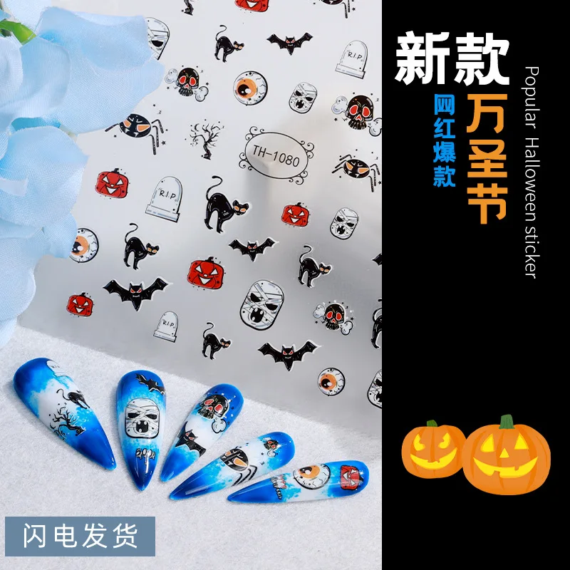 2023 Nieuwe Populaire Halloween Nagelsticker Diy Undead Night Glow Nagelsticker Kleine Stickers Nagelsticker Sa11