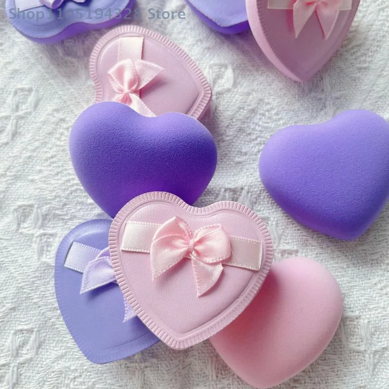 [MP]1/2/5pcs Reusable Dry Wet Dual Use Heart Shaped Makeup Sponge Puff Candy Puff Liquid Foundation Powder Cosmetic