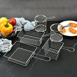Fry Basket Stainless Steel French Fry Basket Chicken Snack Filter Fried Net Drain Grid Drain Western Food Basket Kitchen Tool