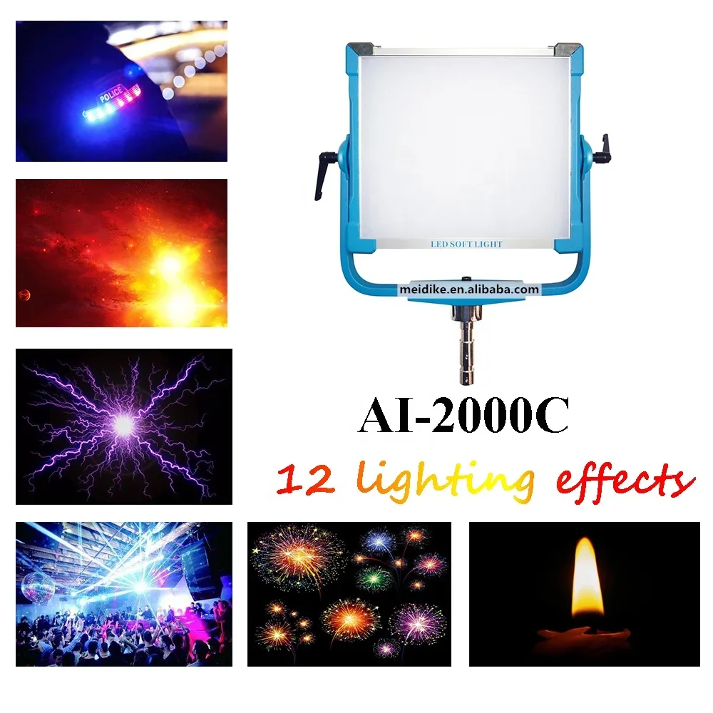 طقم إضاءة التصوير الفوتوغرافي الاحترافي للصوت والفيديو ضوء الاستوديو AI-2000C مجموعة إضاءة LED للتحكم في الهاتف المحمول لإطلاق النار في الاستوديو