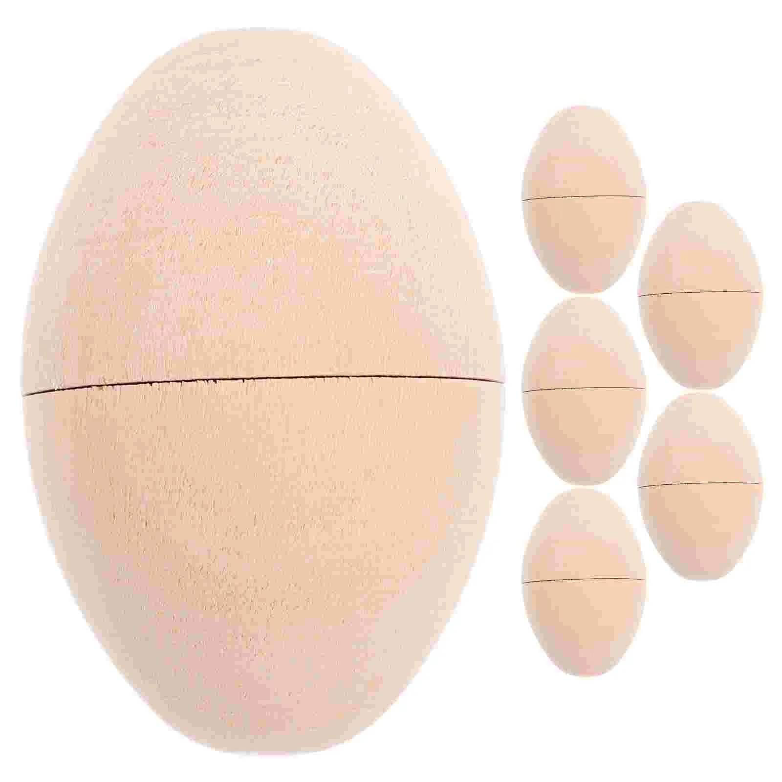 6 Pcs White Embryonated Egg Easter Eggs Decoration Painting Craft Wooden Decorations