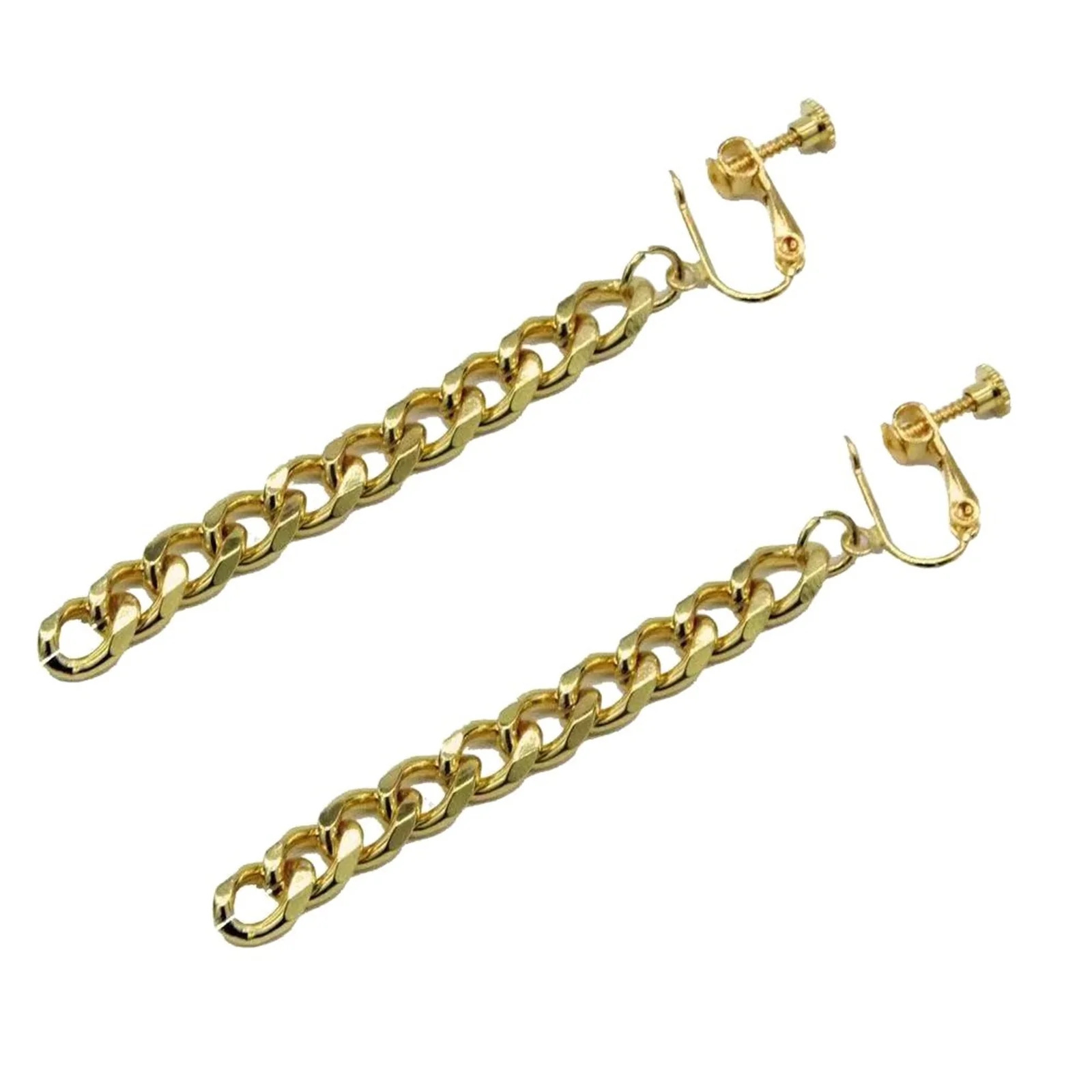 Anime Rumi Cosplay Chain Drop Earrings Gold Chunky Chain Earrings Metal Chain Dangle Ear Clip Halloween Costume Accessories