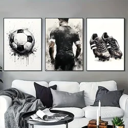 3pcs Canvas Poster Watercolor Football Master Decorative Painting Wall Art Poster Vibrant Sport Wall Decor for Bedroom Room Home