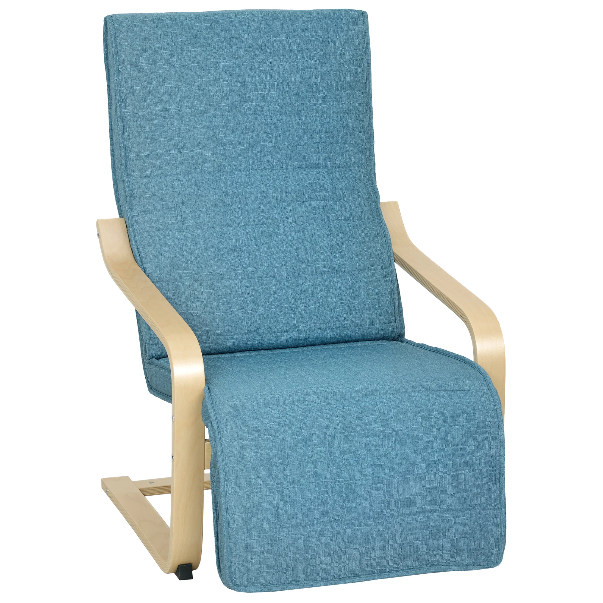HOMCOM Sillón de Salón con Reposapiés Ajustable Butaca Tapizada en Lino Sintético para Oficina Dormitorio 66,5x94x100cm