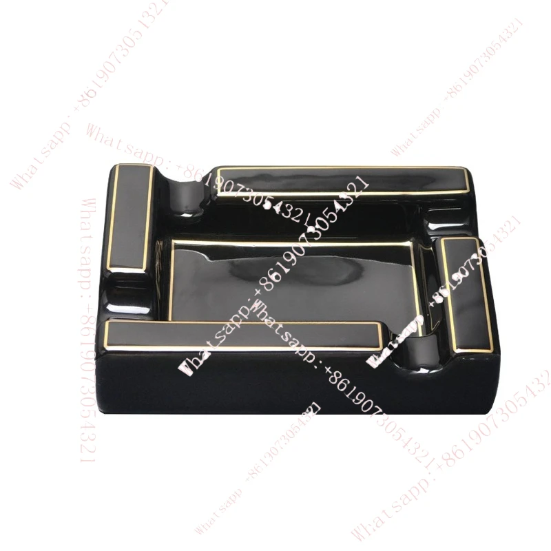 

Большая керамическая пепельница с четырьмя углублениями для сигарет, квадратная, в европейском стиле, украшение для гостиной