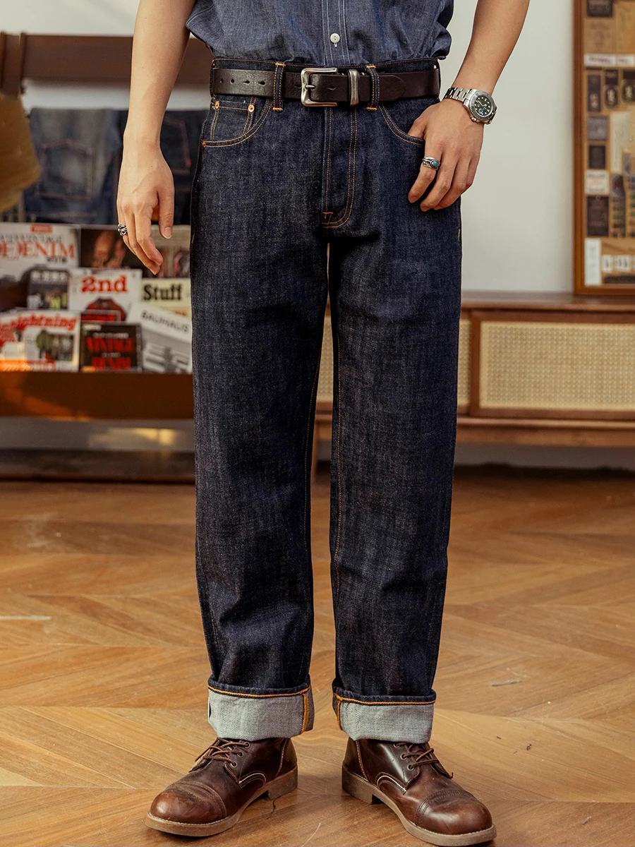 Красные джинсы Tornado 14oz Selvedge, свободные прямые брюки Amekaji DN-0006