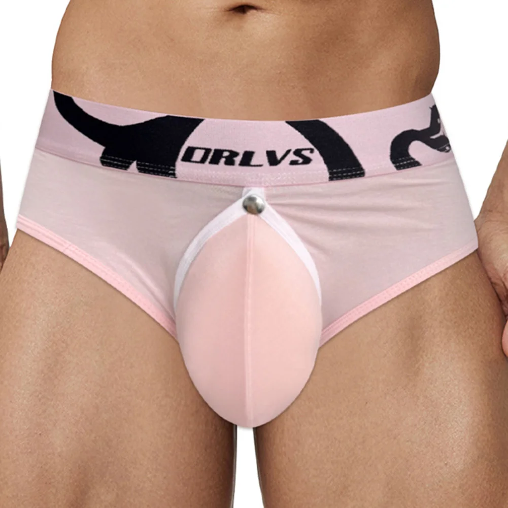 

1pc Men Removable Pouch Open Butt Briefs Sexy Hollow Out Underwear Low-waist Soft Breathable Underpants ​​M-2XL Large Size