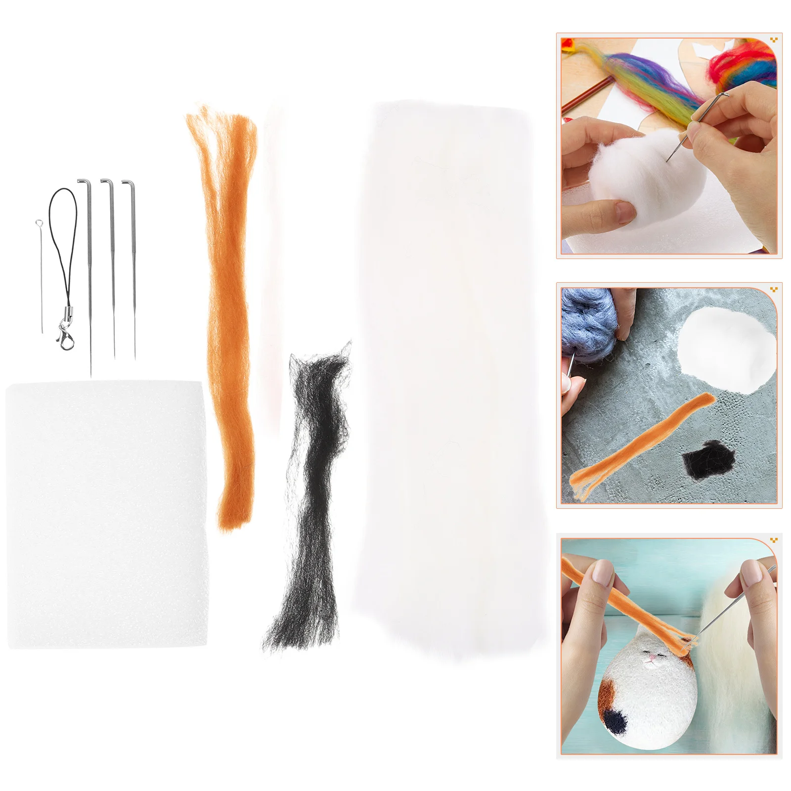 

1Set DIY Needle Felting Kit Cat Wool Material Pack Portable Craft Making Kit Complete Felting Supplies for Beginners