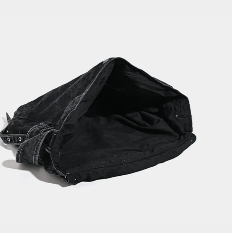 Retro Denim Black Large Capacity Tote Bag Wallet Women Washed Casual Crossbody Bags Female Vintage Canvas Bag Y2k Handbag 2025 image 6