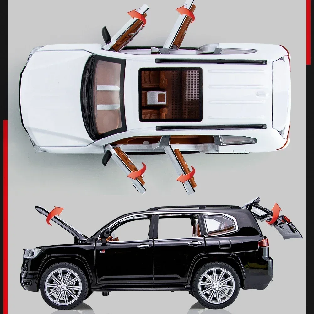 รถโมเดลแลนด์ครุยเซอร์ LC300 GR อัลลอยด์ ขนาด 1:24 ของเล่นรถจำลองเสียงและไฟ คุณภาพสูง สำหรับเด็ก ของสะสม