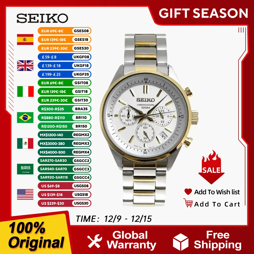 SEIKO Japense Original Men Watch Fashion 10bar Waterproof Quartz Watches Business Leisure Watch