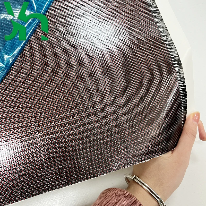 Czerwone metalowe włókno węglowe Prepreg, 100% włókno węglowe 3K + czerwony drut metalowy, splot płócienny 210 g/m2, zmienna temperatura, 120 °