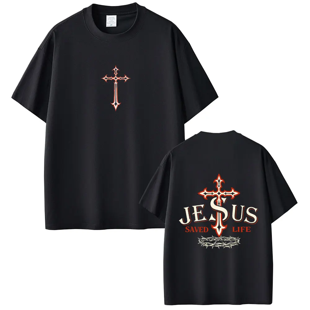 

Awesome Christian Jesus Saved Life Bible Verse T Shirts Men Women Clothing Hip Hop Gothic Oversized Streetwear Male Vintage Tees