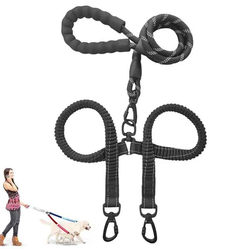 Two Dog Lead 360 Swivel No Twine Dog Lead Double Clip Dog Lead Two-Headed Control Lead For Large Dogs That Pull Large Dogs