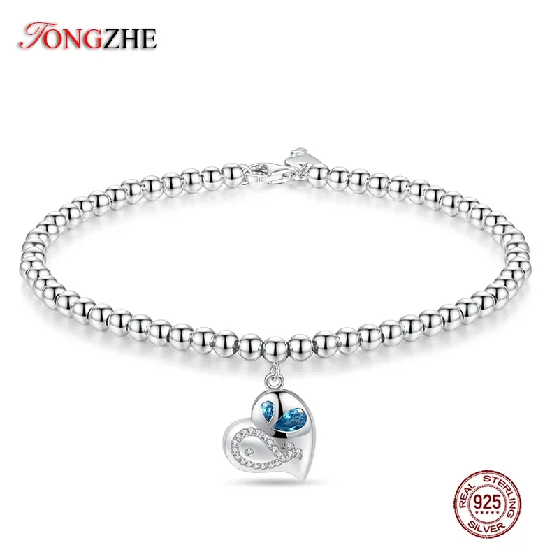 TONGZHE Luxury Brand Women Bracelet 925 Silver Crystal Unique Whale Charm Bracelet for Women DIY Adjustable Beads Jewelry Gift