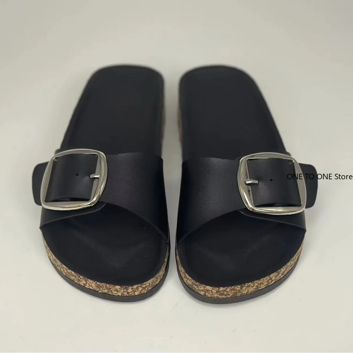 

Hot Sale Women's Simple Solid Color Buckle Cover for Wearing Flat Heeled Straight Slippers Wholesale