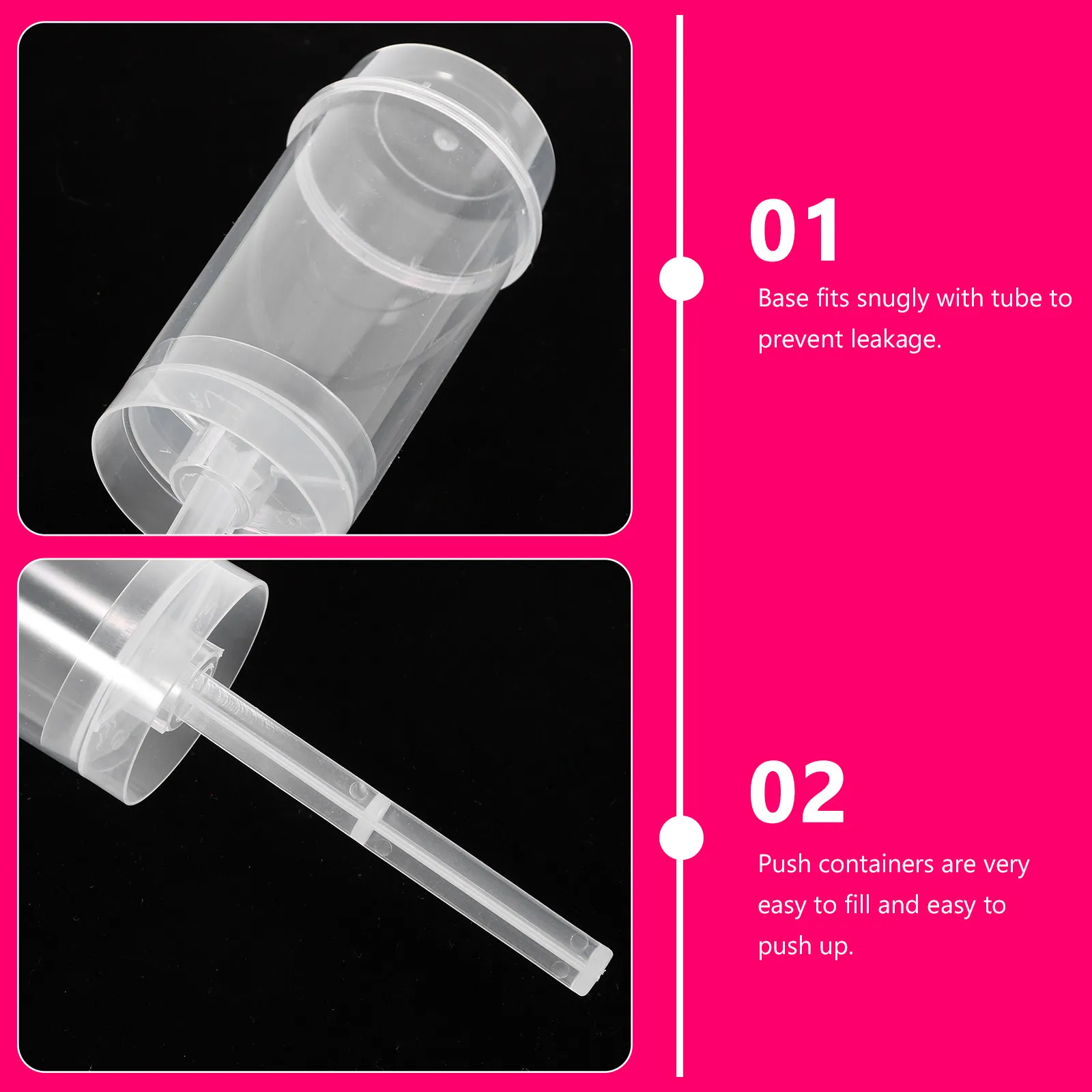 30Pcs Push-Up Cake Holder Clear Plastic Round Push Pop Containers with Lid Bakery Dessert Tools Leak Proof Cake Shooter