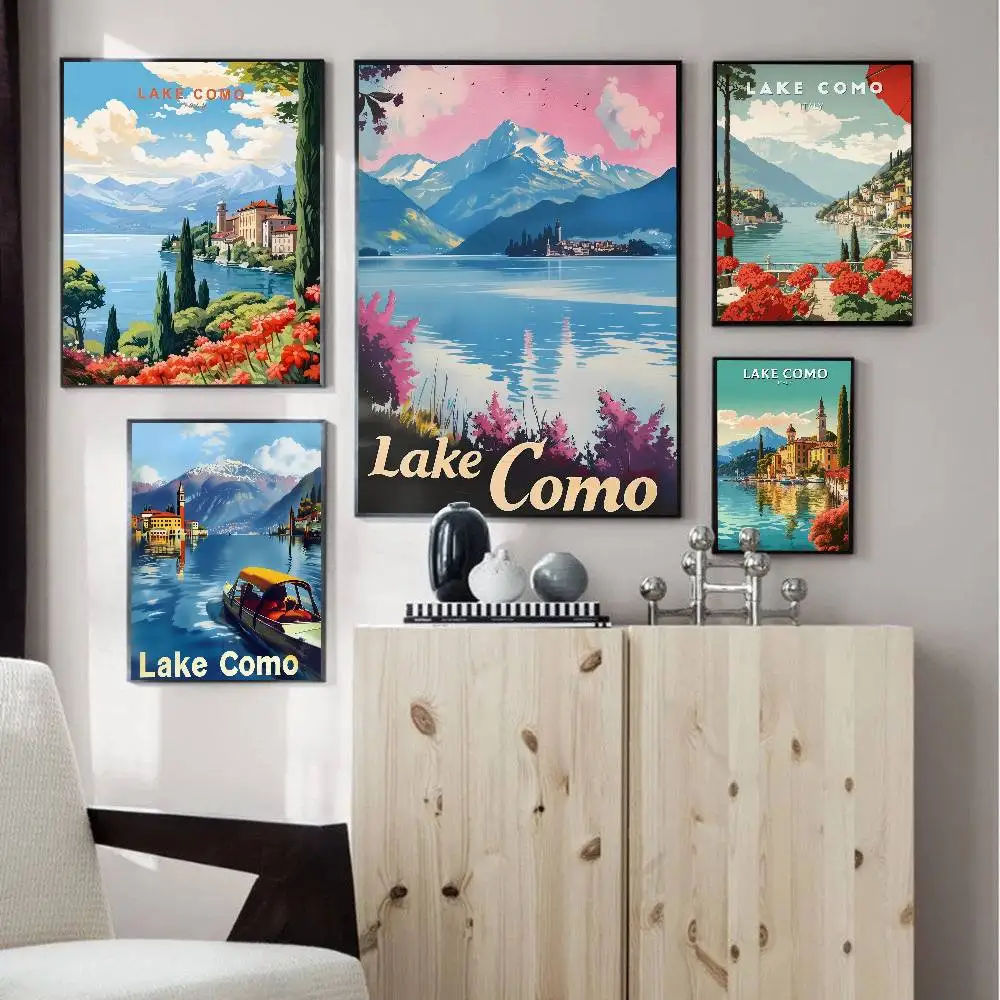 بحيرة كومو برشلونة ريترو DIY لزجة ملصق خمر غرفة بار مقهى ديكور ديكور المنزل