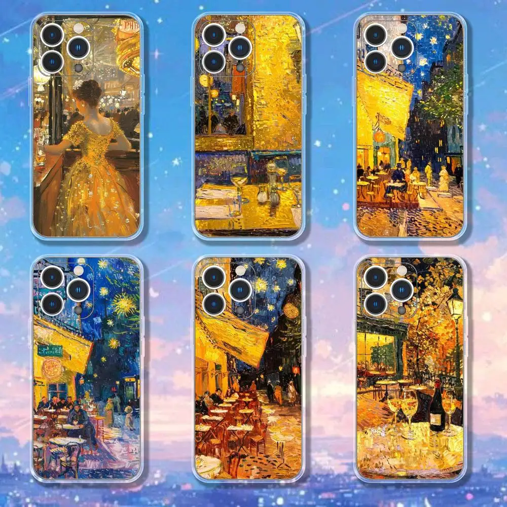 

Art V-Van G-Gogh Tavern Phone Case For iPhone 17,16,11,15,13,14,12,Air,Mini,Plus,Pro,Max,Plus,E Clear Soft Shell