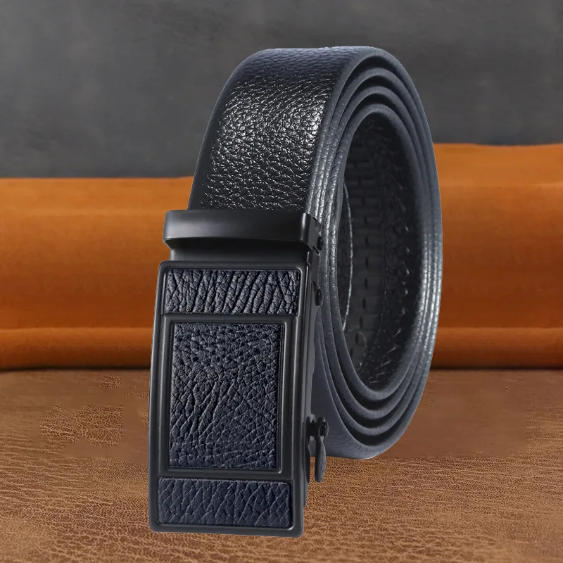 3.5cm Leather Automatic Buckle Waist Belt For Men Business Travel Designer Versatile And Fashionable Commuting And Office Belt