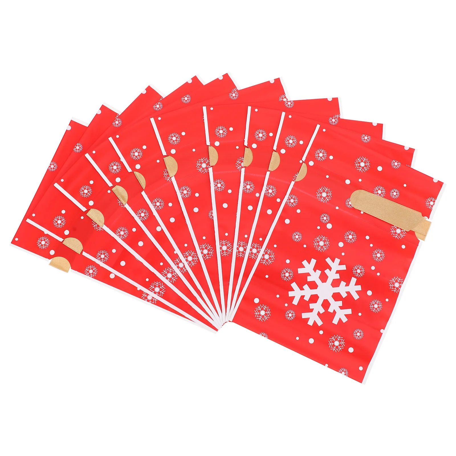 

10Pcs Xmas Ribbon Drawstring Bags Small Gift Pouches Wear Resistant Pe Plastic Material Xmas Sweets Bags Christmas Gift Pouches