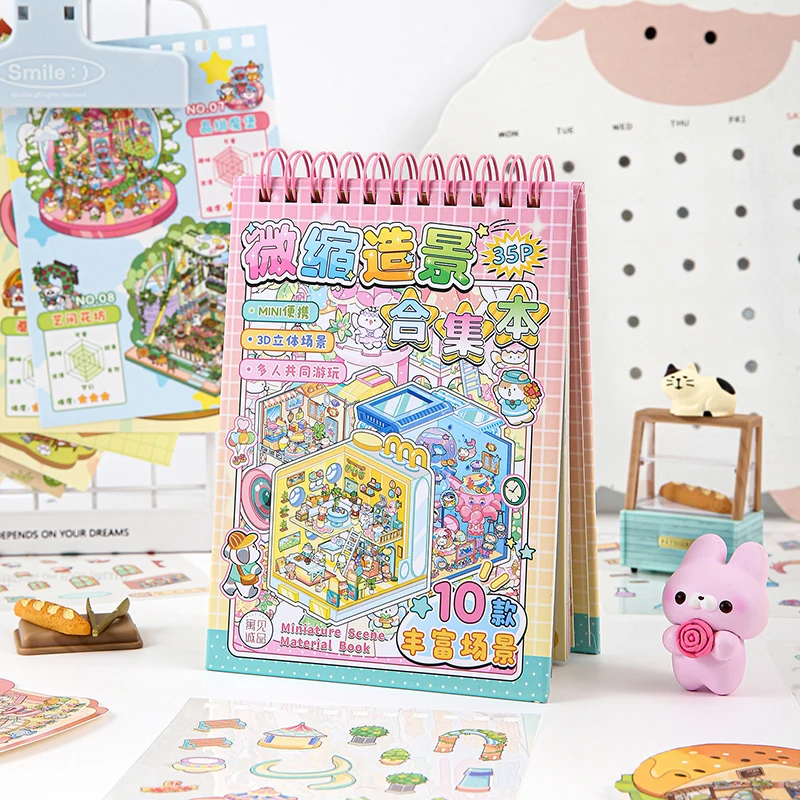 Chinoiserie Theme Landscape Sticker Set – Mountain River World Series, DIY Cartoon Scene Decals For Creative Decoration