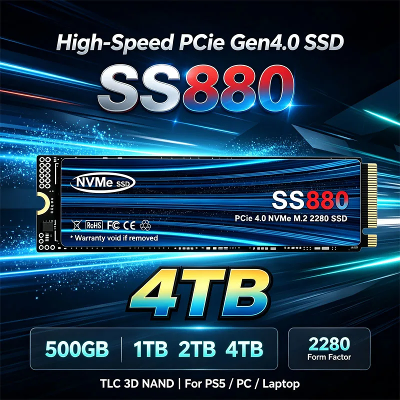 Internal M.2 NVMe SSD SS880 PCIe Gen4.0 X4 TLC 3D NAND 500GB 1TB 2TB 4TB 2280 Gaming Drive For PS5 PC Laptop