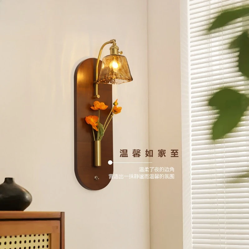 Bedside retro wabi-sabi wind B & B aisle atmosphere, living room background wall decorative lamp c