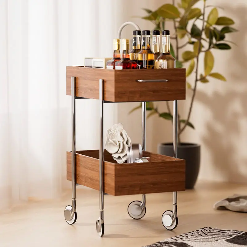 Storage Holders Wood Shelving Organizers Simple Vintage Removable Cart Storage Rack Living Room Sofa Table Bedside Table Racks