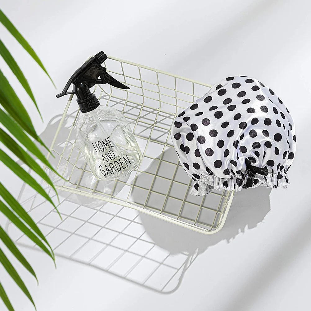 

2Pcs Waterproof Bath Caps Polka Dot Shower Hats Elastic Reusable Women Shower Caps for Spa Hair Protection Lightweight PVC Bath