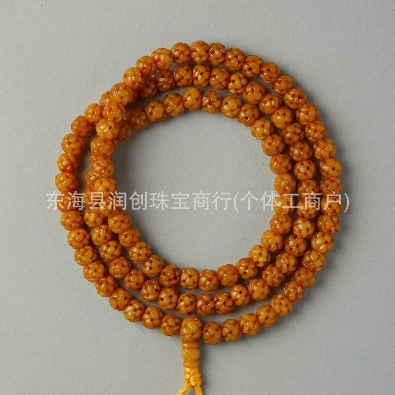 Tibetan yak bone carving, openwork design, Buddhist prayer beads, DIY craft accessories, apple orchard-themed bracelet, necklace