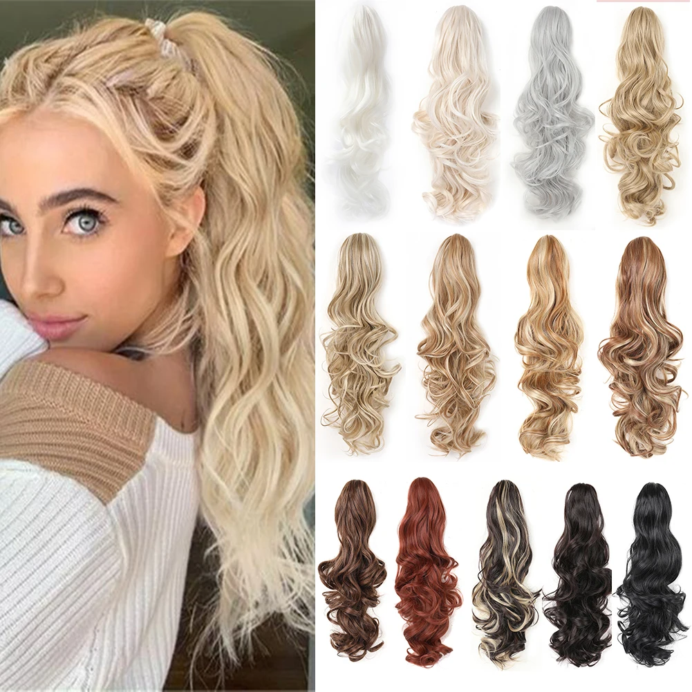 

Claw Clip in Ponytail Synthetic Extension 24&18 Inch Long Curly Wavy Pony Tail Natural Soft Hairpiece for Women Daily Use