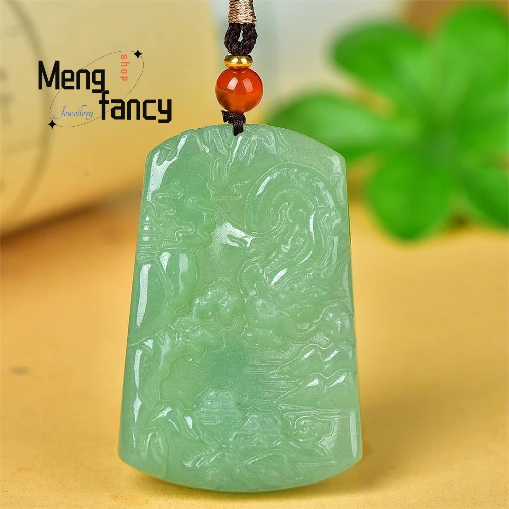 Natural Dongling Jade Landscape Zodiac Loong Pendant Simple Exquisite High-grade Mascot Fashion Luxury Fine Jewelry Holiday Gift